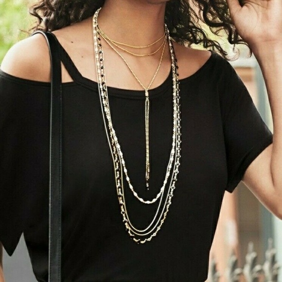 Stella & Dot Gold Toned Terney Layered Necklace - Picture 2 of 15